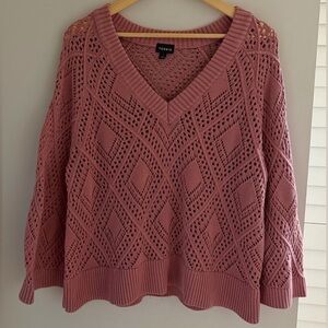 Torrid Pointelle Pullover V-Neck Sweater 1X